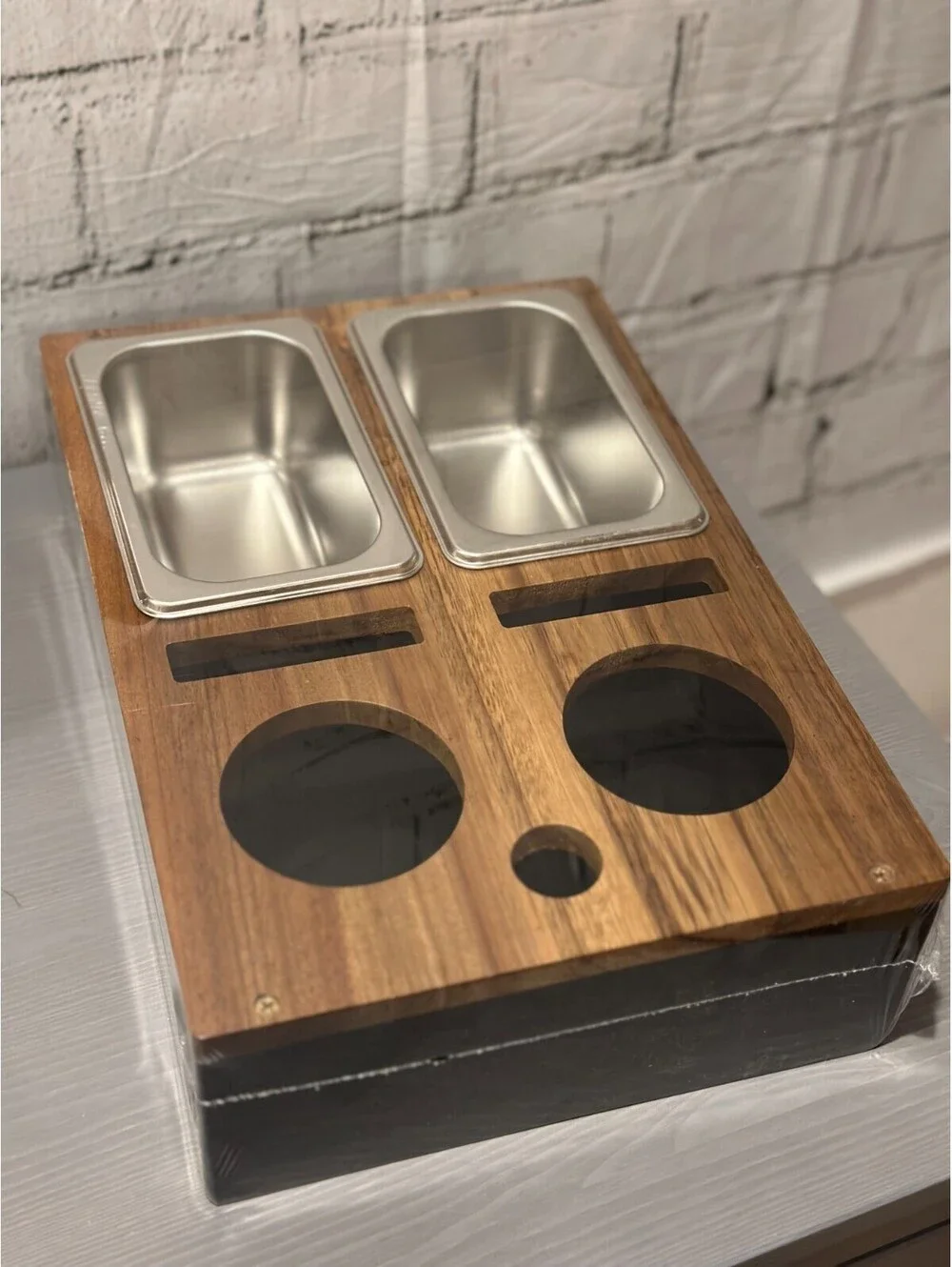 Couch Cup Holder Arm Tray Side Table Remote Caddy Acacia Wood NEW Removable Tray